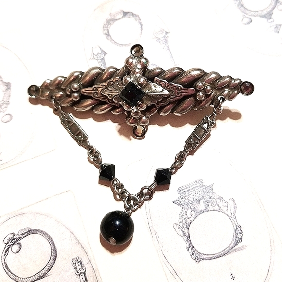 SORRELLI Vintage Mourning Revival Brooch - Picture 4 of 7